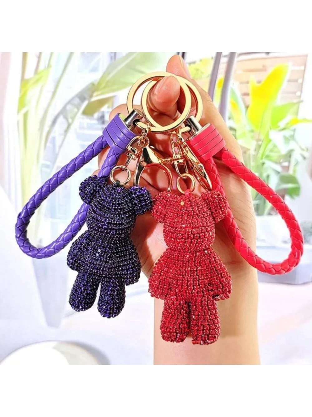 Charming Rhinestone Bear Keychain - Bling Pendant, Luxury Teddy Bear Accessory